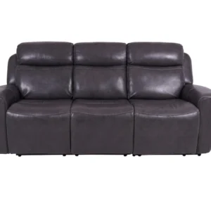 Eiger Grey Leather 3 Seater Sofa Power Recliner
