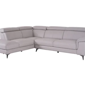 Matera Left Hand Facing Arm Open End Corner Sofa - Light Grey Leather